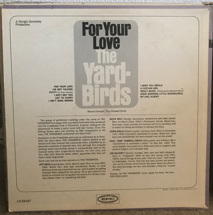The Yardbirds : For Your Love (LP, Album, Mono, Pit)