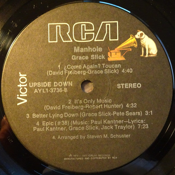 Grace Slick : Manhole (LP, Album, RE)