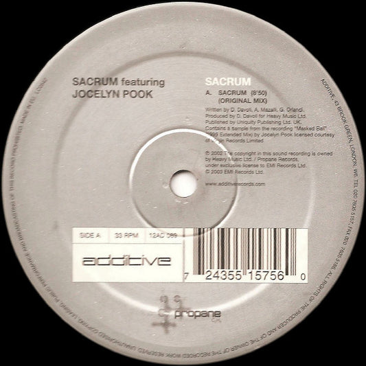 Sacrum Featuring Jocelyn Pook : Sacrum (12")