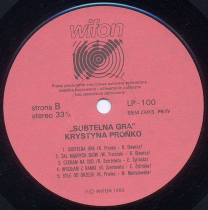 Krystyna Prońko : Subtelna Gra (LP, Album)