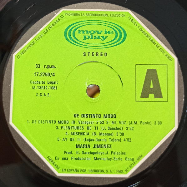 María Jiménez : De Distinto Modo (LP, Album)