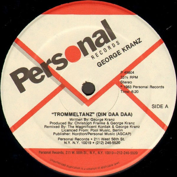 George Kranz : Trommeltanz (Din Daa Daa) (Remix) (12")