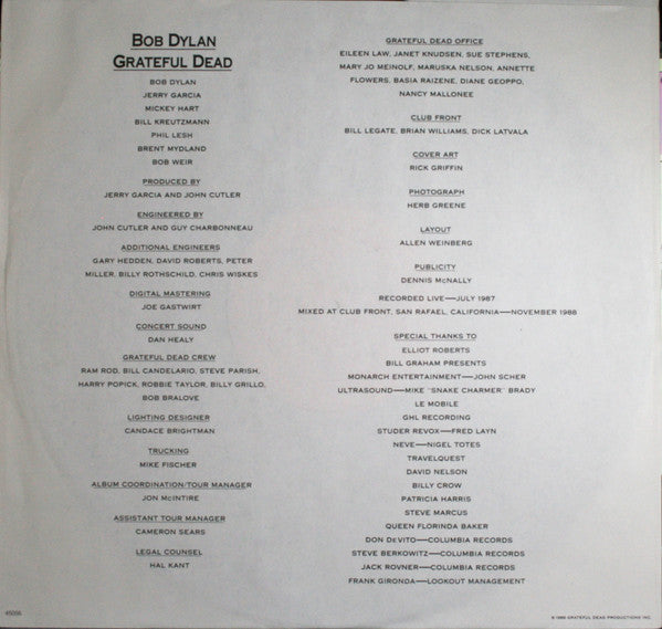 Bob Dylan & The Grateful Dead : Dylan & The Dead (LP, Album)