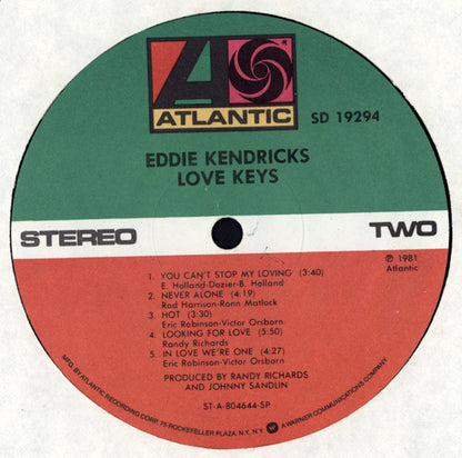 Eddie Kendricks : Love Keys (LP, Album, Spe)