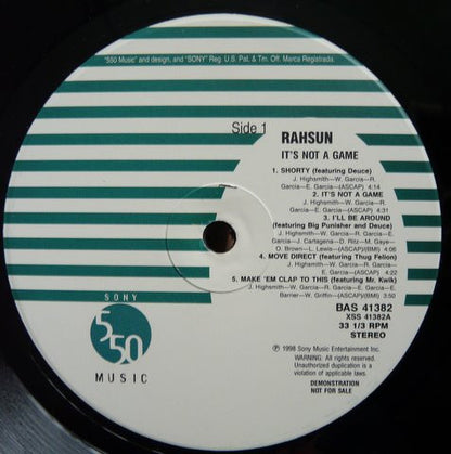 RahSun : It's Not A Game (LP, Album, Promo, Cle)