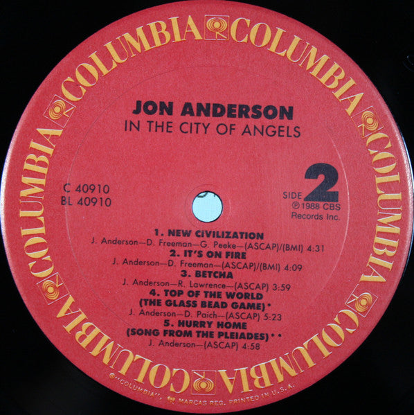 Jon Anderson : In The City Of Angels (LP, Album, Car)