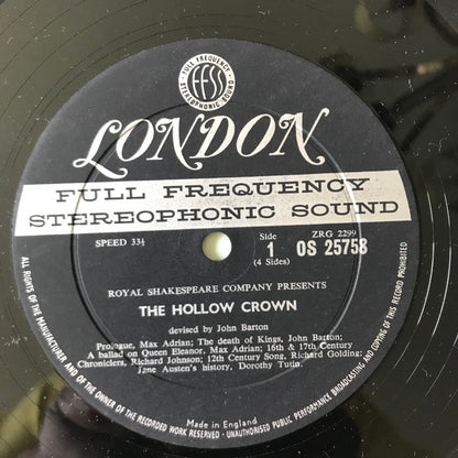Max Adrian, John Barton (2), Richard Johnson (3), Dorothy Tutin Presented By Royal Shakespeare Company : The Hollow Crown  (2xLP + Box)
