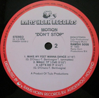 Motion (3) : Don't Stop (LP, Album)