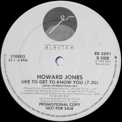 Howard Jones : Like To Get To Know You (12", Single, Promo)
