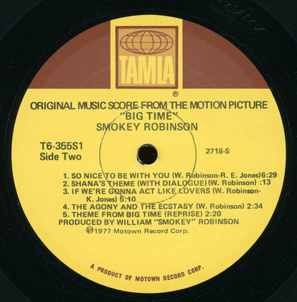 Smokey Robinson : Big Time - Original Music Score From The Motion Picture (LP, Mon)