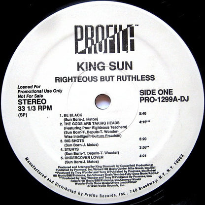 King Sun : Righteous But Ruthless (LP, Album, Promo)