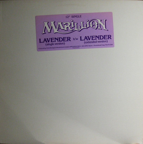 Marillion : Lavender (12", Single, Promo)