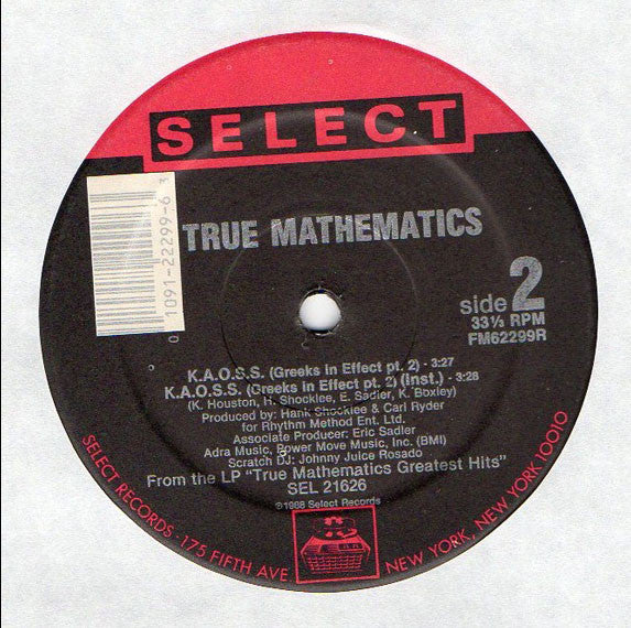 True Mathematics : For The Money (Remix) / K.A.O.S.S. (Greeks In Effect Pt. 2) (12", Single)