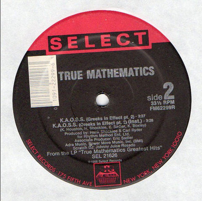 True Mathematics : For The Money (Remix) / K.A.O.S.S. (Greeks In Effect Pt. 2) (12", Single)