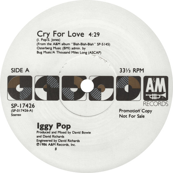 Iggy Pop : Cry For Love (12", Single, Promo)