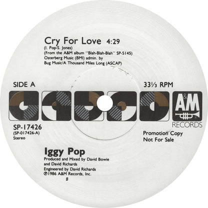 Iggy Pop : Cry For Love (12", Single, Promo)