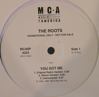 The Roots Featuring Erykah Badu : You Got Me (12", Promo)