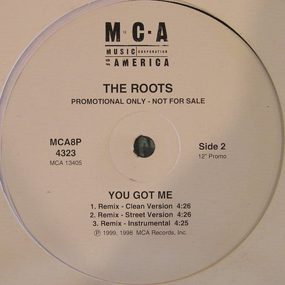The Roots Featuring Erykah Badu : You Got Me (12", Promo)