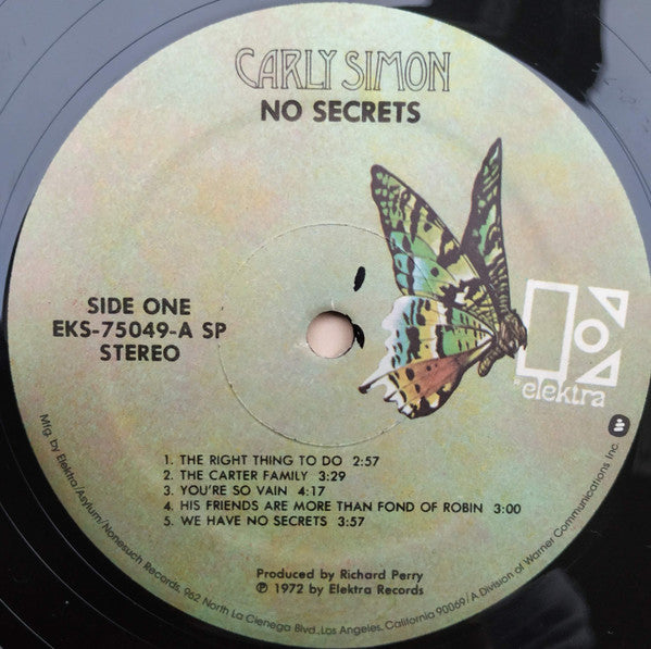 Carly Simon : No Secrets (LP, Album, SP )