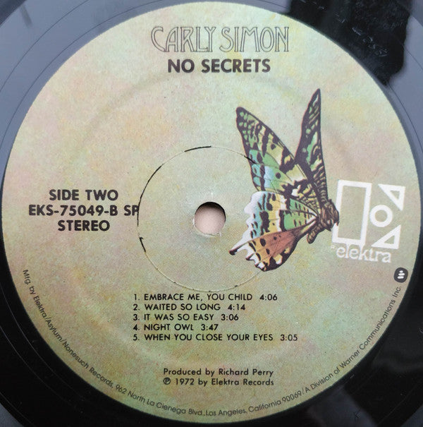 Carly Simon : No Secrets (LP, Album, SP )
