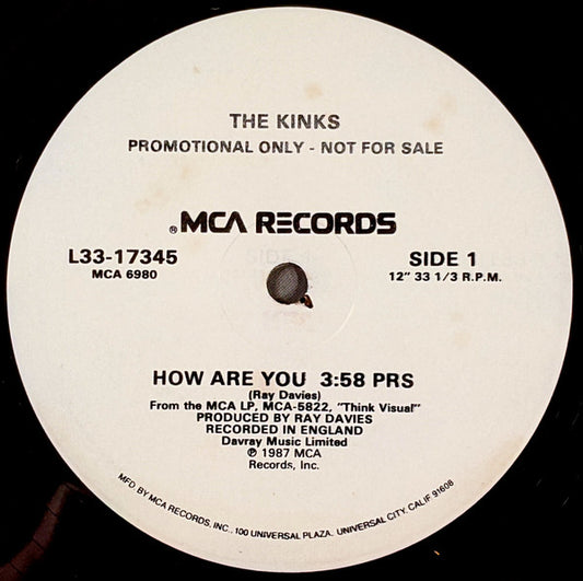 The Kinks : How Are You (12", Single, Promo)