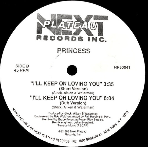 Princess : I'll Keep On Loving You (12", Promo)