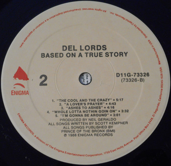 The Del Lords : Based On A True Story (LP, Album, Spe)
