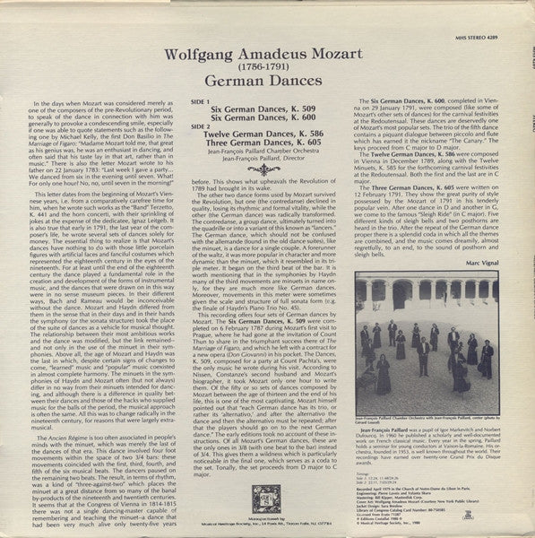Wolfgang Amadeus Mozart, Orchestre De Chambre Jean-François Paillard, Jean-François Paillard : German Dances: K. 509, 586, 600, 605 (LP, Album, RE)