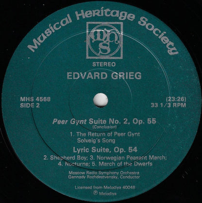 Edvard Grieg, Большой Симфонический Оркестр Всесоюзного Радио, Gennadi Rozhdestvensky : ʻPeer Gyntʼ Suites Nos. 1 & 2, Lyric Suite (LP)
