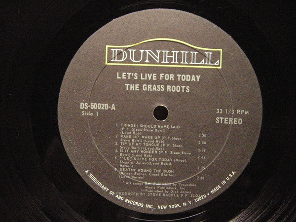 The Grass Roots : Let's Live For Today (LP, Album)