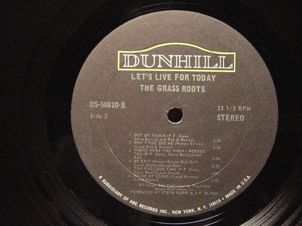 The Grass Roots : Let's Live For Today (LP, Album)