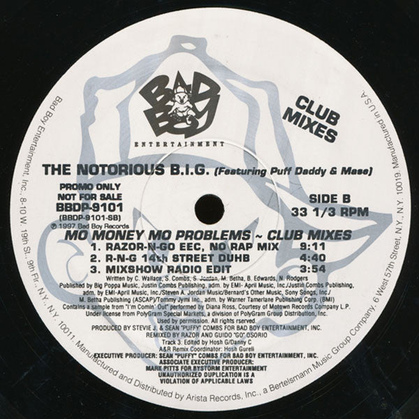 Notorious B.I.G. : Mo Money Mo Problems (Club Mixes) (12", Promo)