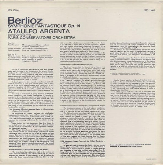 Hector Berlioz, Orchestre De La Société Des Concerts Du Conservatoire, Ataúlfo Argenta : Symphonie Fantastique Op. 14 (LP, Album, RE)