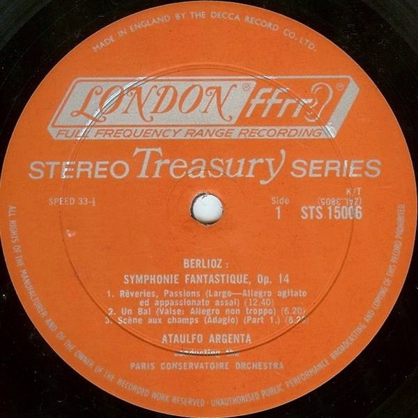 Hector Berlioz, Orchestre De La Société Des Concerts Du Conservatoire, Ataúlfo Argenta : Symphonie Fantastique Op. 14 (LP, Album, RE)