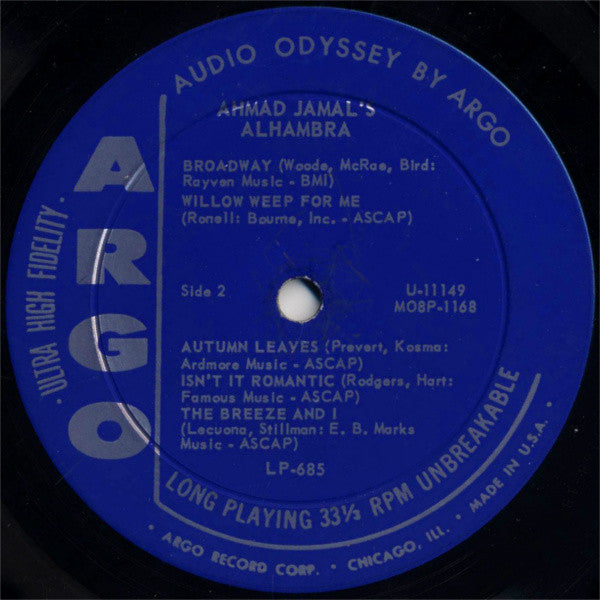 Ahmad Jamal : Ahmad Jamal's Alhambra (LP, Album, Mono)