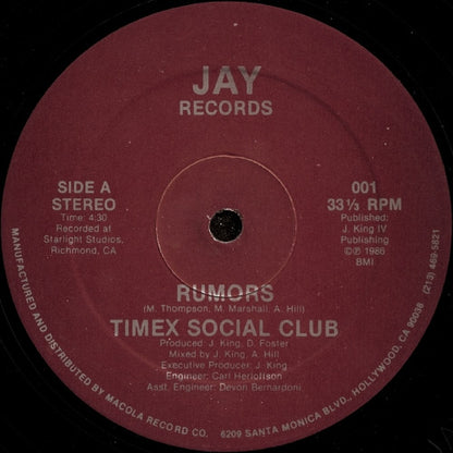 Timex Social Club : Rumors (12", Single, Mar)