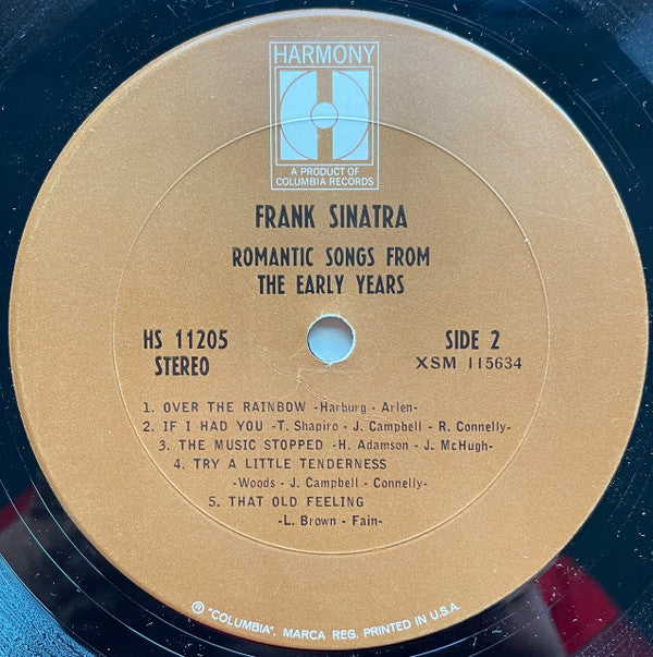 Frank Sinatra : Romantic Songs From The Early Years (LP, Comp, Tan)
