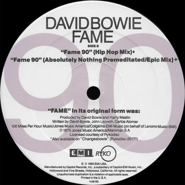 David Bowie : Fame 90 (12", Single, Spe)