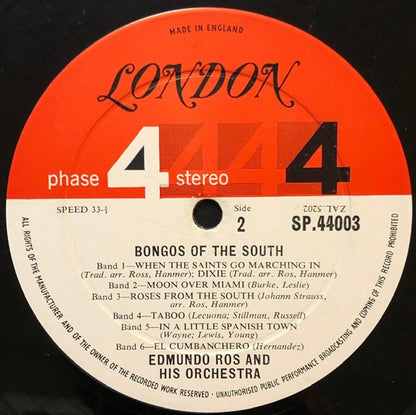 Edmundo Ros & His Orchestra : Bongos From The South (LP, Album, Gat)