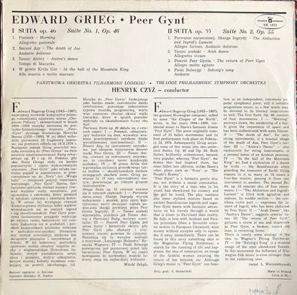 Edvard Grieg / Orkiestra Symfoniczna Państwowej Filharmonii W Łodzi / Henryk Czyż : Peer Gynt Suita Nr 1-2 (LP, Album, Yel)