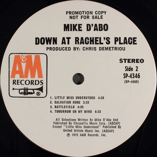 Mike D'Abo : Down At Rachel's Place (LP, Album, Promo)