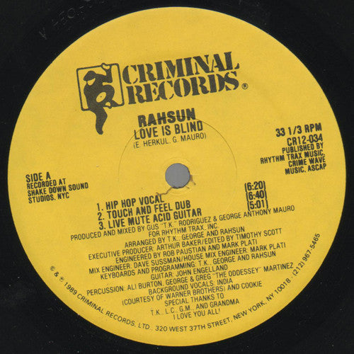 Rahsun (3) : Love Is Blind (12")