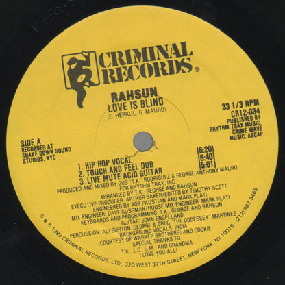 Rahsun (3) : Love Is Blind (12")