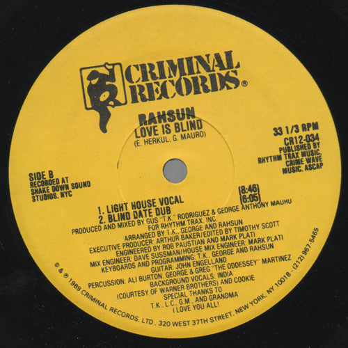 Rahsun (3) : Love Is Blind (12")