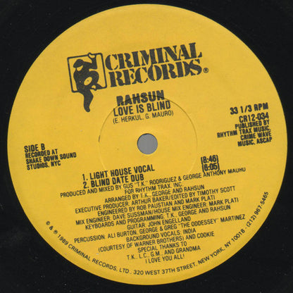 Rahsun (3) : Love Is Blind (12")