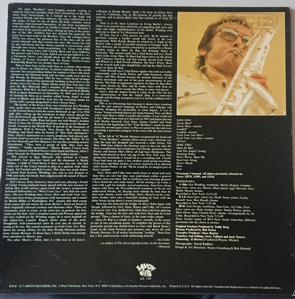 Stan Getz : Opus De Bop (LP, Comp, Promo)