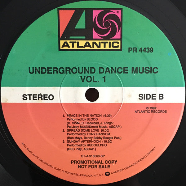 Various : Underground Dance Music Vol. 1 (LP, Comp, Promo)
