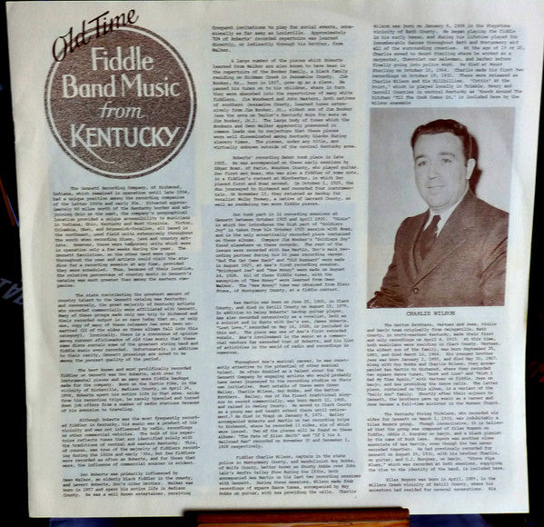 Various : Wink The Other Eye : Old Time Fiddle Band Music From Kentucky Volume 1 (LP, Comp)