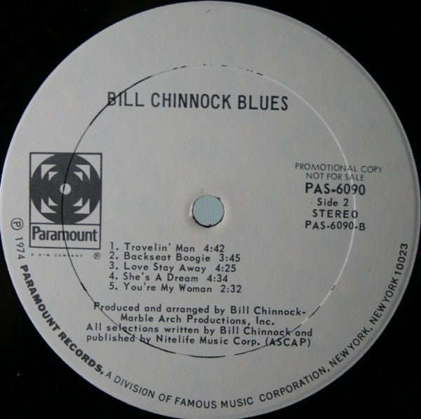 Bill Chinnock : Bill Chinnock Blues (LP, Album, Promo)
