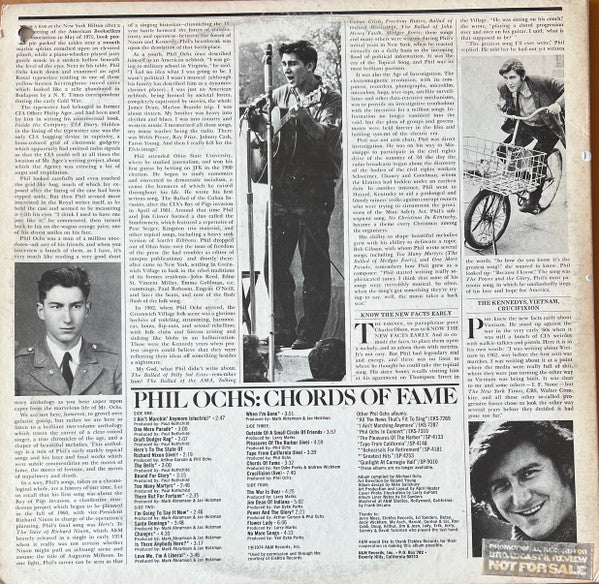 Phil Ochs : Chords Of Fame (2xLP, Album, Comp, Promo)